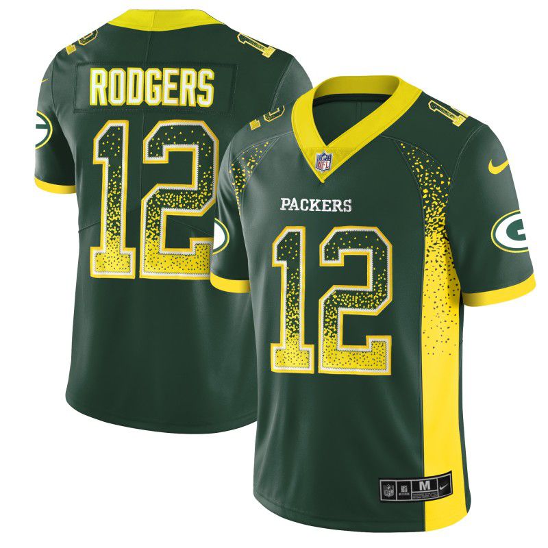 Men Green Bay Packers #12 Rodgers Green Nike Drift Fashion Color Rush Limited NFL Jerseys